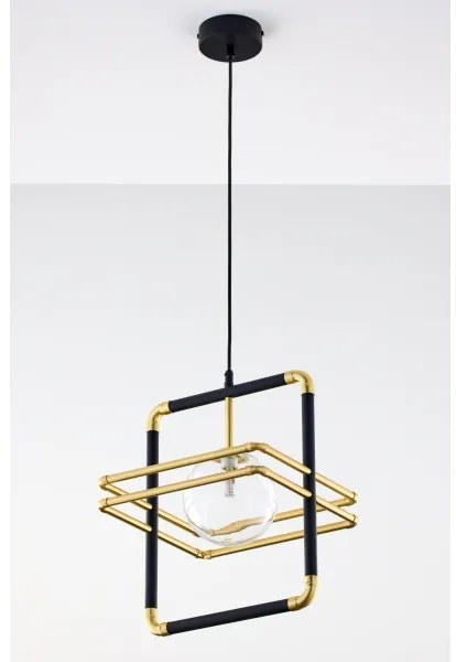 Jupiter 2028 - Luster na lanku FIORI 1xG9/10W/230V čierna/zlatá/číra