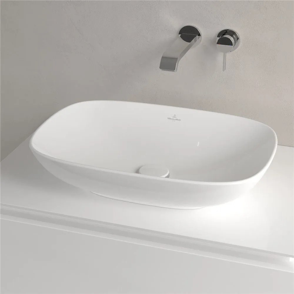 VILLEROY & BOCH Loop & Friends obdĺžnikové umývadlo na dosku bez otvoru, bez prepadu, 560 x 380 mm, biela alpská, 4A490101