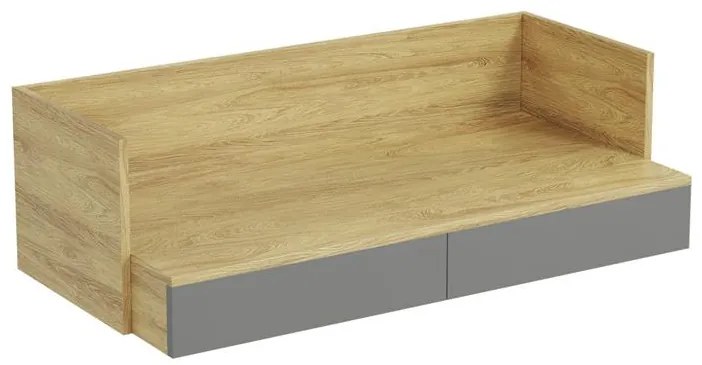 MOBIUS PC stolík 2S korpus: hikora prírodná, dvere - zaprášená šedá