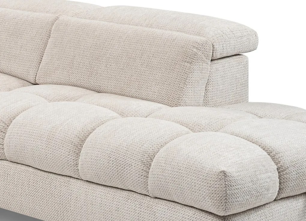 Rohová sedačka Fubu, šedo-krémová štruktúrovaná látka, pravý roh