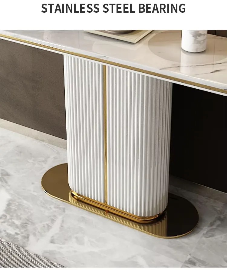 KONZOLA GASTON ZLATÝ PODSTAVEC + BIELA + SYNTETICKÝ MRAMOR