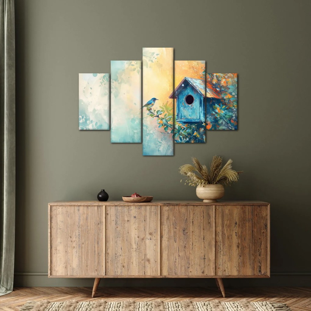 Obraz - Vtáčia búdka, akvarel (150x105 cm)