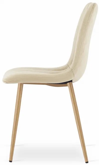 Set troch jedálenských stoličiek LAVA zamatové svetlobéžové / drevené nohy (3 ks)