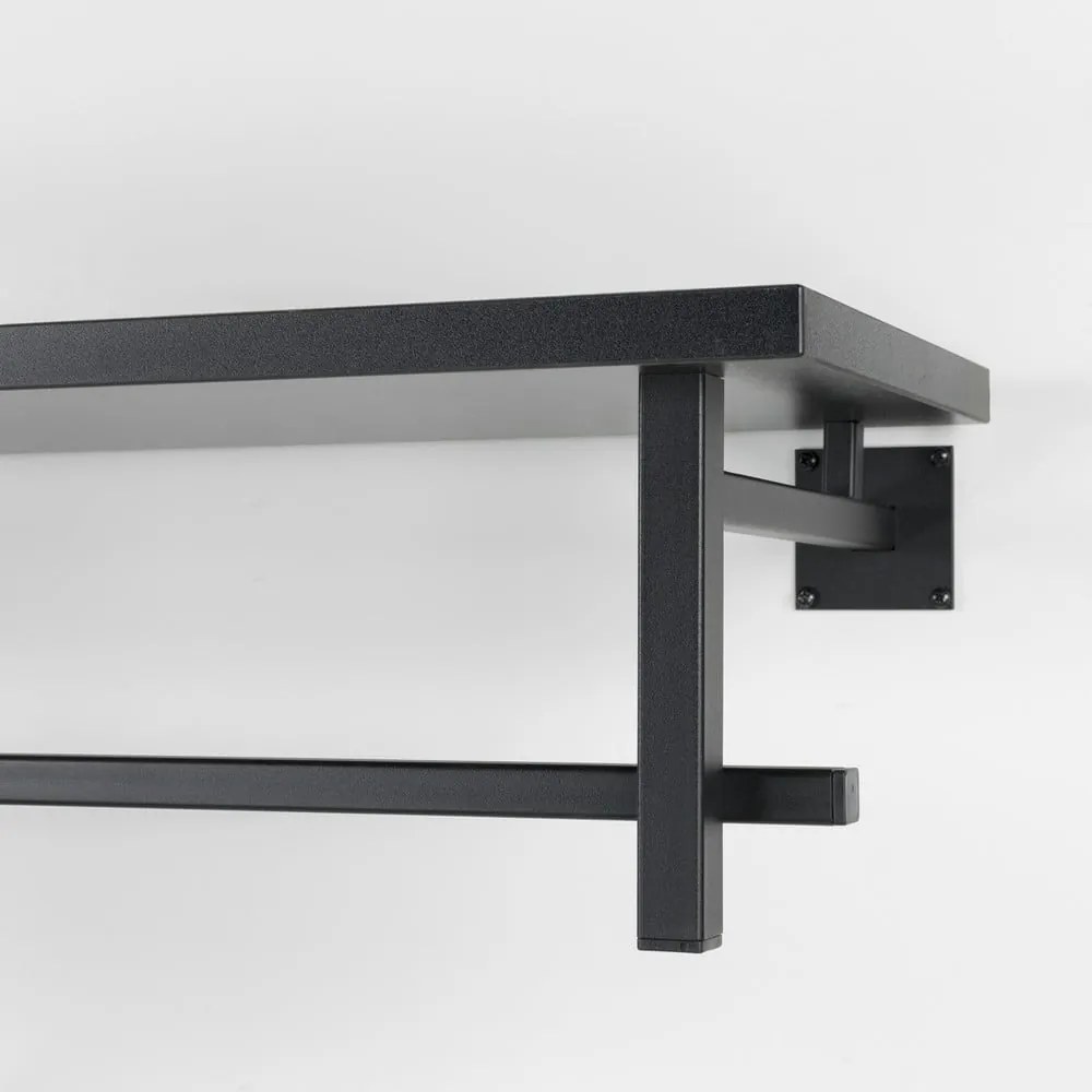 Čierny kovový nástenný vešiak s poličkou Simplon – Spinder Design