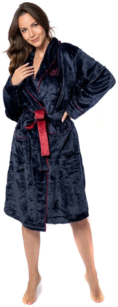 Dámský župan Roger M tmavě modrý/červený