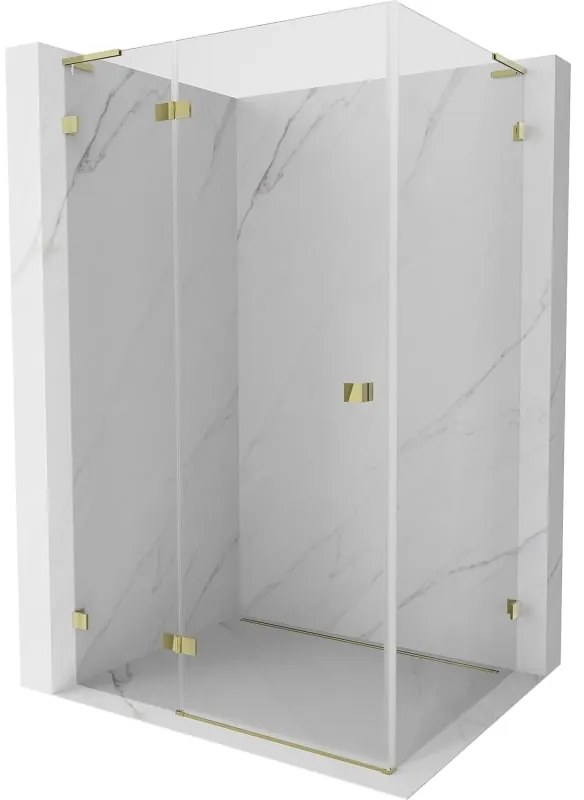 Mexen Lunar, L sklápací sprchový kút ľavý 95 x 80 cm, 8mm číre sklo, zlatý profil, 834L-095-080-50-00-L