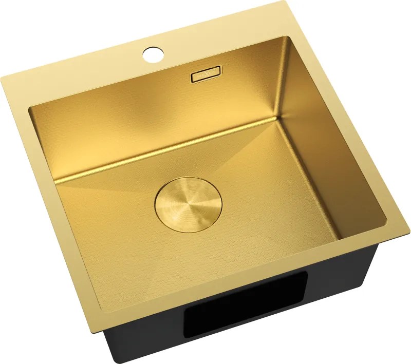 Mexen Solix, 1-komorový nerezový drez 500 x 500 mm, brúsená zlatá, vzor voština, 6407501000-55HC