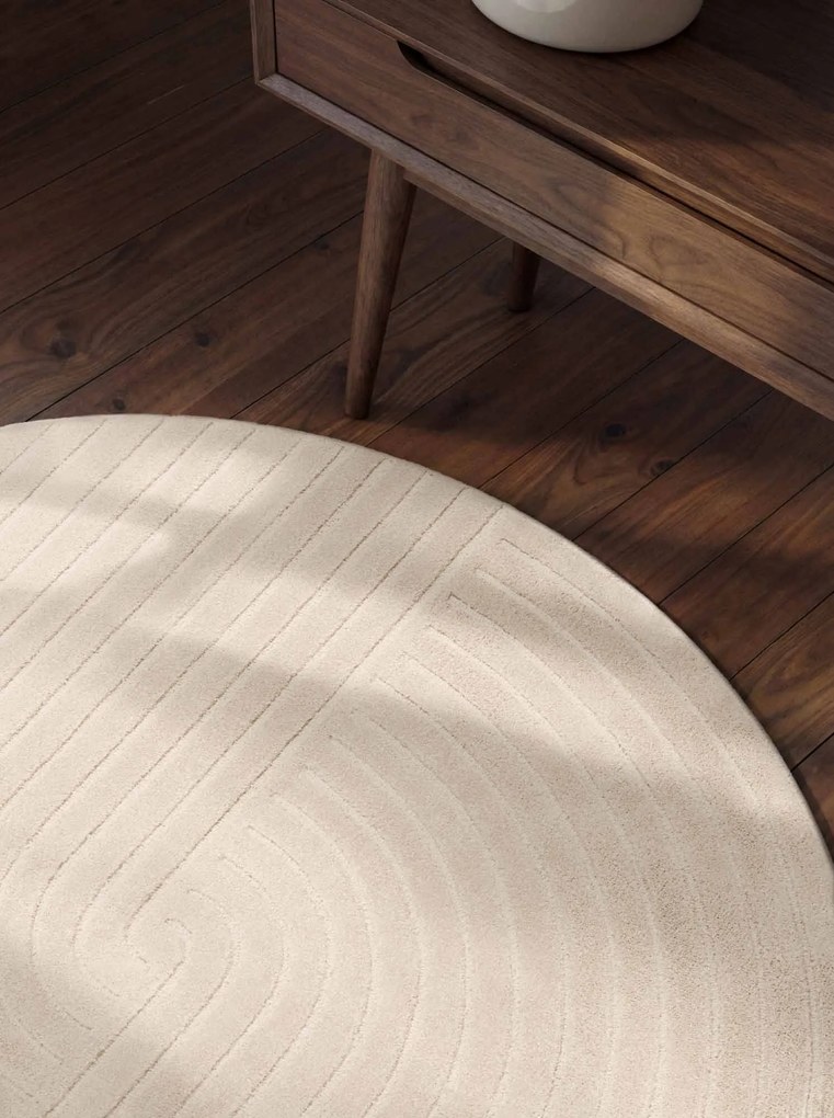 Vikosa, Kusový koberec Vikosa Arcura 106269 Cream White kruh, 120x120 (priemer) kruh, biela, obývacia izba