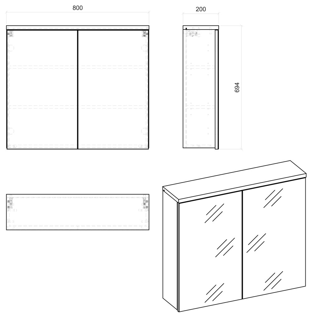 Kúpeľňová závesná skrinka BALI biela so zrkadlom 80 cm