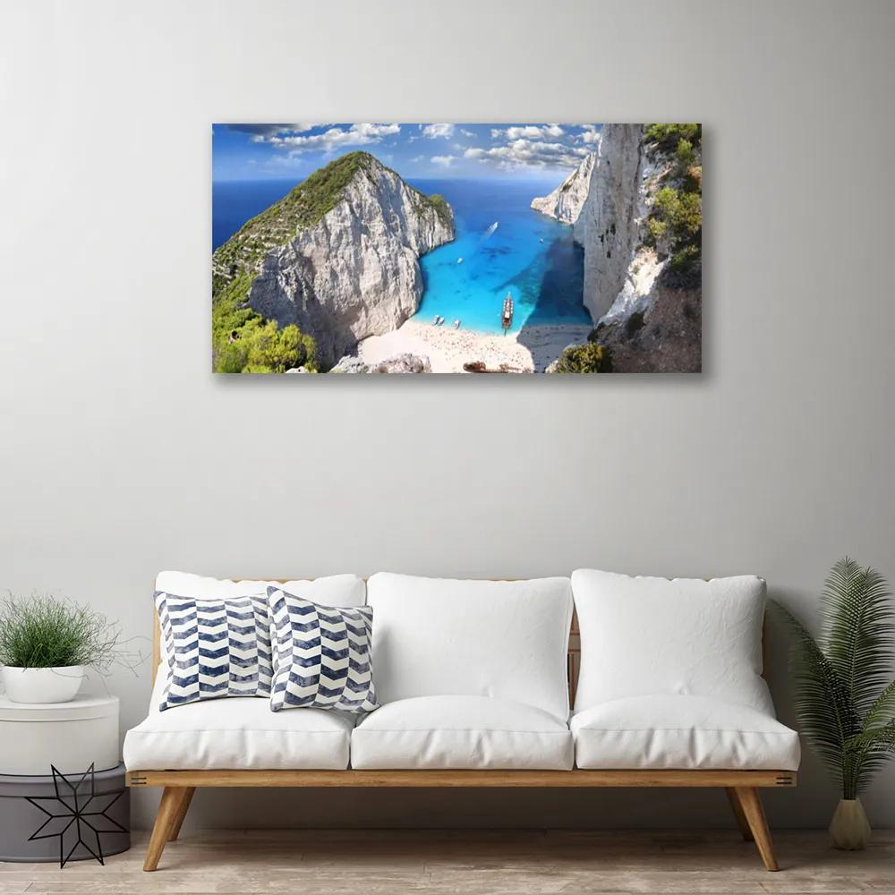 Obraz na plátne Záliv hora pláž krajina 140x70 cm