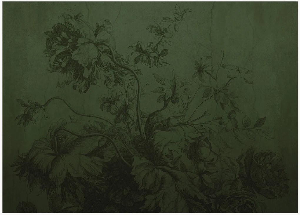Vliesová tapeta Gradient Flowers Green