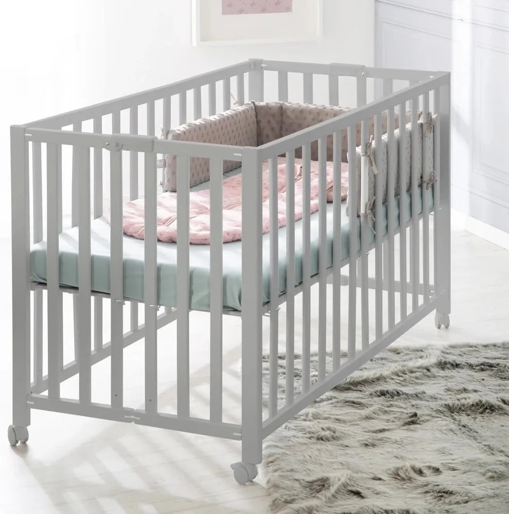 Sivá skladacia postieľka na kolieskach 60x120 cm Fold up – Roba