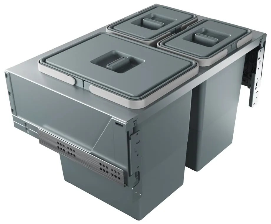 Sivý vstavaný plastový odpadkový kôš na triedený odpad 42 l Block U-Sink 2.0 – Elletipi