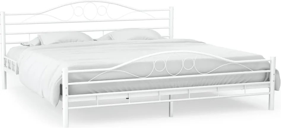 246747 Edco Kovový rám postele lamelový rošt biely 140x200 cm vlnitý dizajn