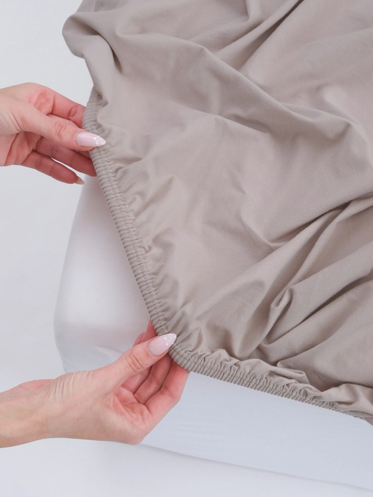 Jersey plachta do postieľky s elastanom Deluxe 60 × 120 cm – cappuccino