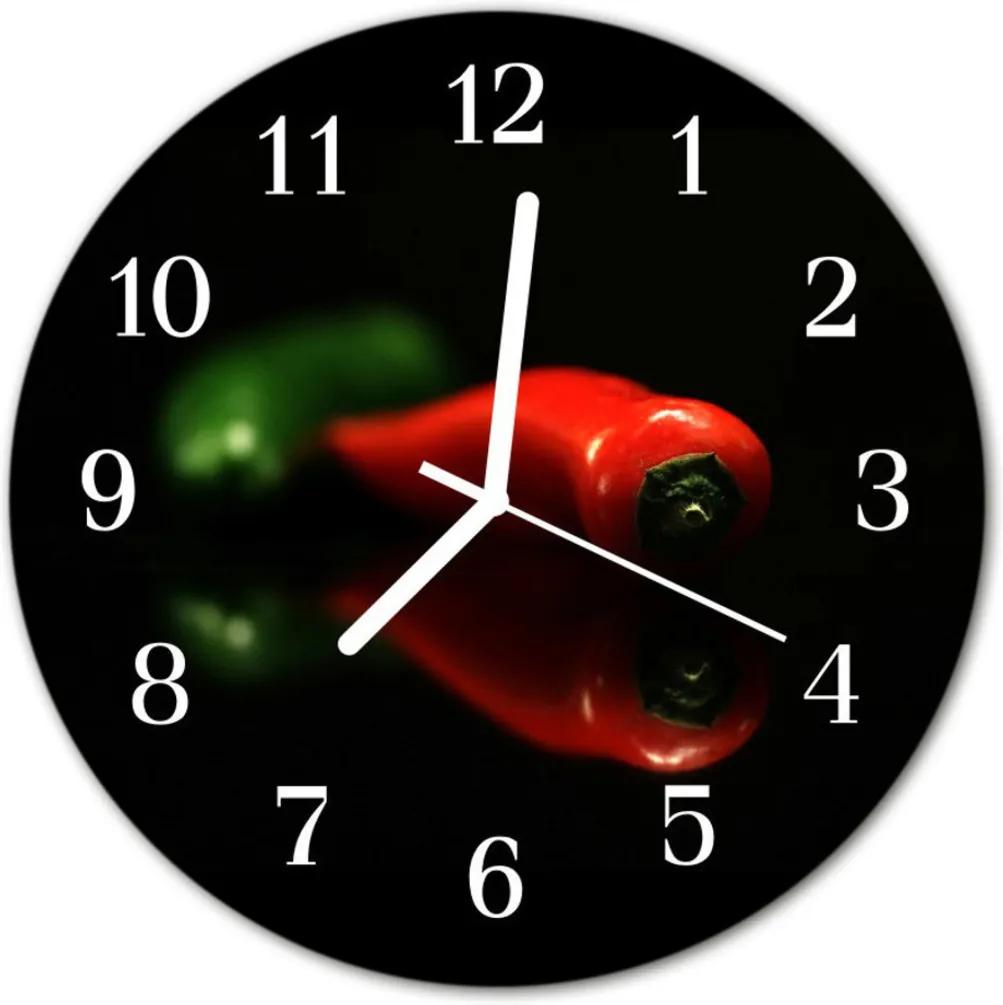 Sklenené hodiny okrúhle  paprika