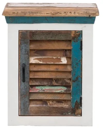 furniture-nabytek.cz - Masívna kúpeľňová nástenná skrinka Perth z recyklovaného dreva, lakovaná, biela / farebná