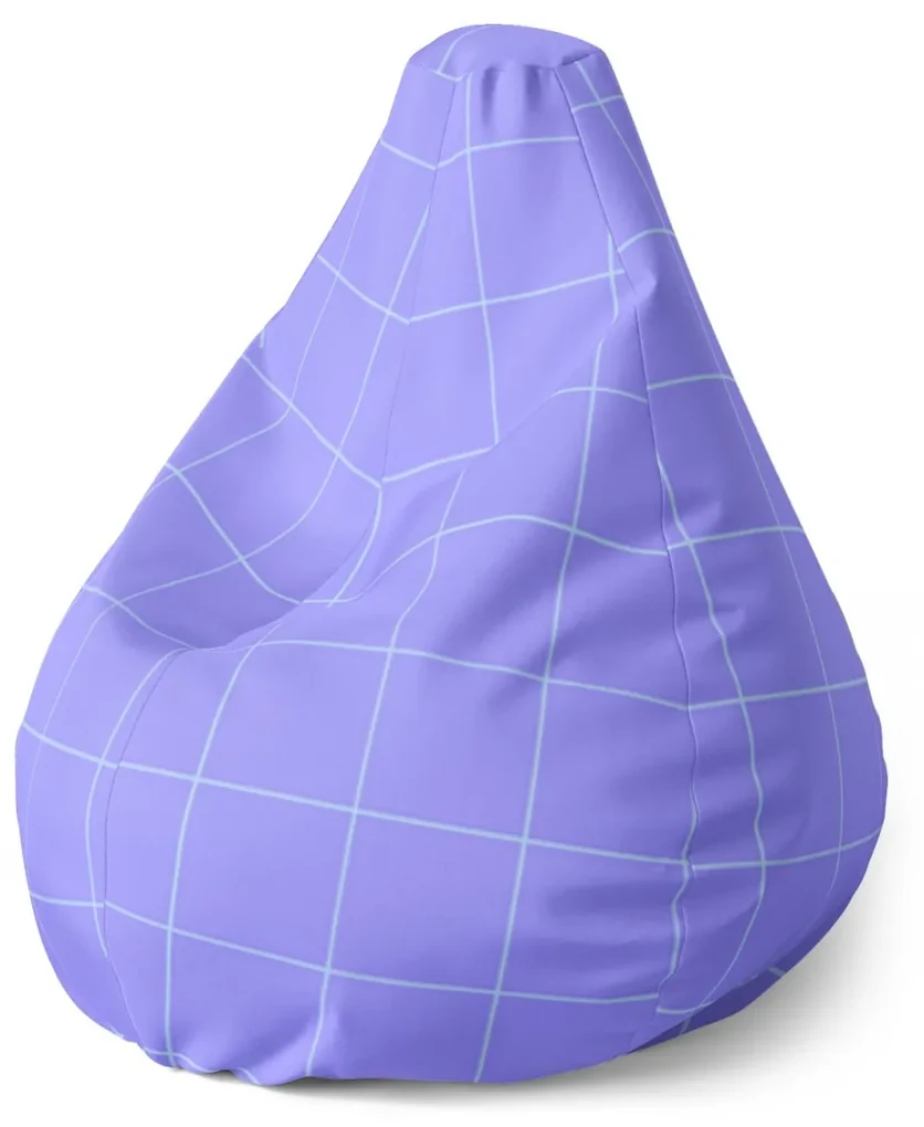 Sablio Sedací vak Pear Štvorcový vzor fialovej - 140 x 100 x 25 cm