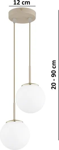 Brilagi - Závesný luster na lanku MILO ECRU 2xE27/60W/230V béžová/zlatá