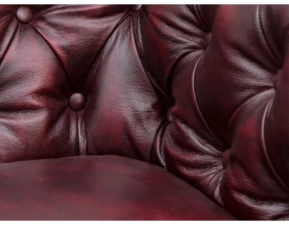 furniture-nabytek.cz - Trojmiestna pohovka Chesterfield z pravej kože, červená – 200×90×72 cm
