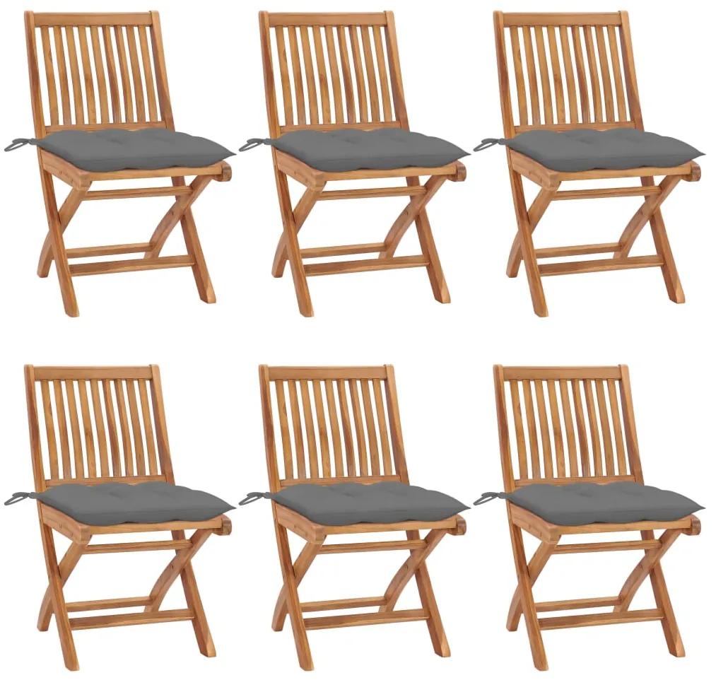 Skladacie záhradné stoličky s podložkami 6 ks tíkový masív 3072850