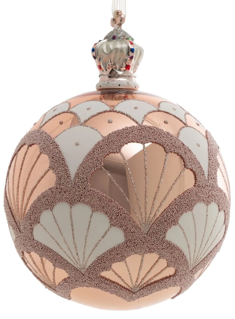 SKLENENÁ VIANOČNÁ BANKA NA STROMČEK (FI) 12 CM VZOROVANÁ