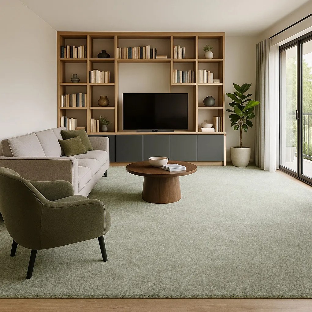 Condor Carpets, Metrážny koberec Serena 6662, na mieru, šíře 4m, zelená, filc, obývacia izba