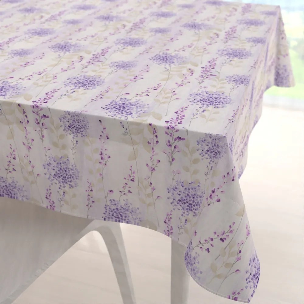 Biante Dekoračný štvorcový obrus PML-069 Fialové kvety na bielom 80x80 cm