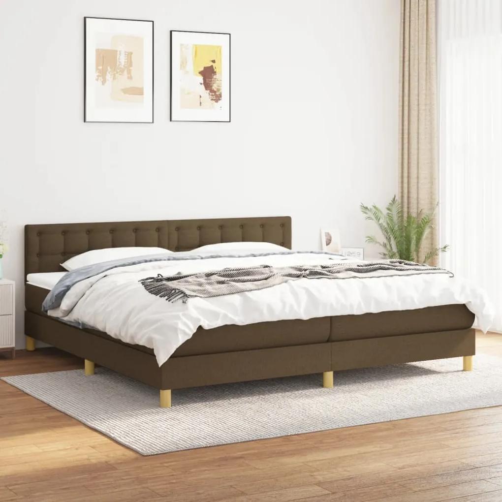 Boxspring posteľ s matracom tmavohnedá 200x200 cm látka 3140964
