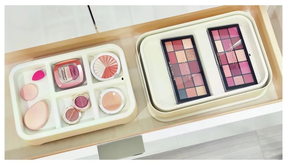 Biely organizér na makeup iDesign Eco Bin, 28,12 x 19,23 cm