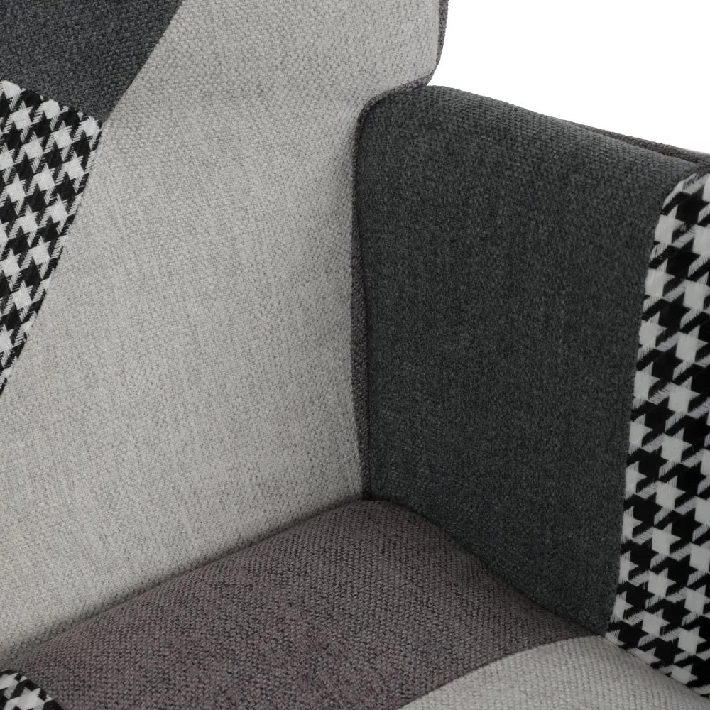 Hojdacie kreslo FABIAN II — látka, čiernobiely patchwork