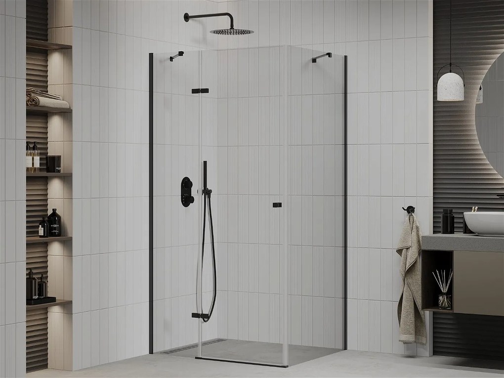 Mexen ROMA sprchovací kút 70x110cm, 6mm sklo, čierny profil-číre sklo, 854-070-110-70-00