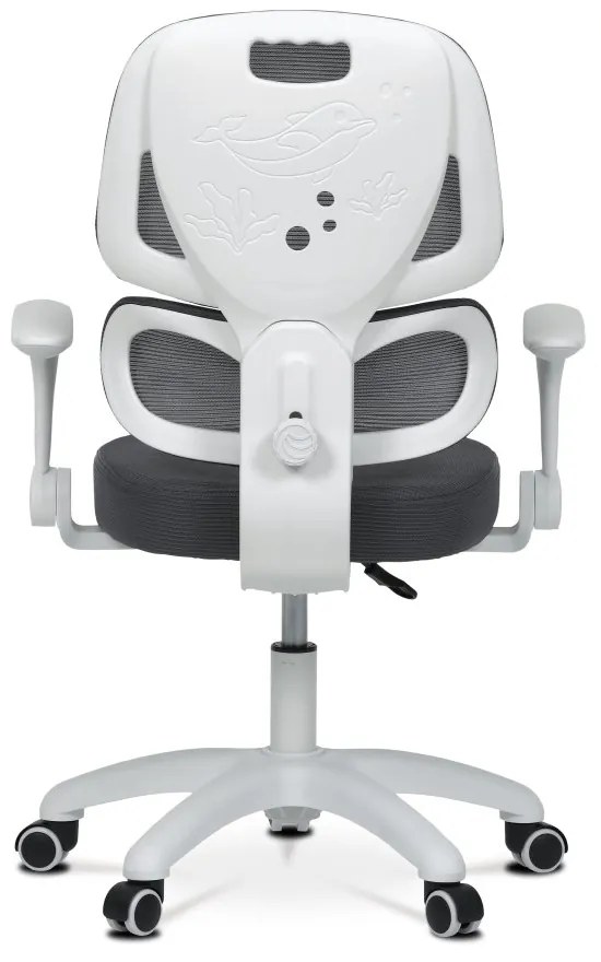 Detská pracovná stolička NANDU — sieť / látka, tmavo sivá