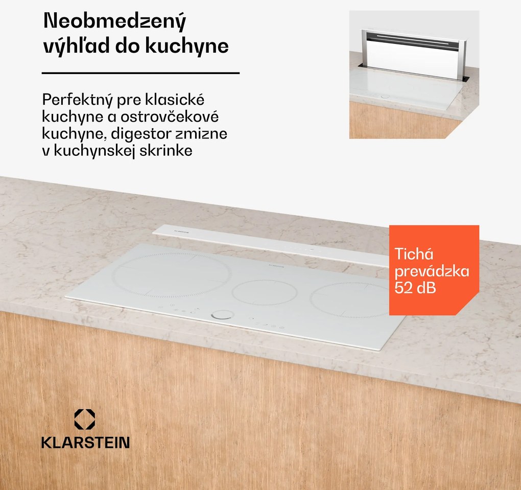 Klarstein Royal Flush Eco digestor, Výsuvný, 714 m³/h, Boost, Dotykové ovládanie, EEK A++