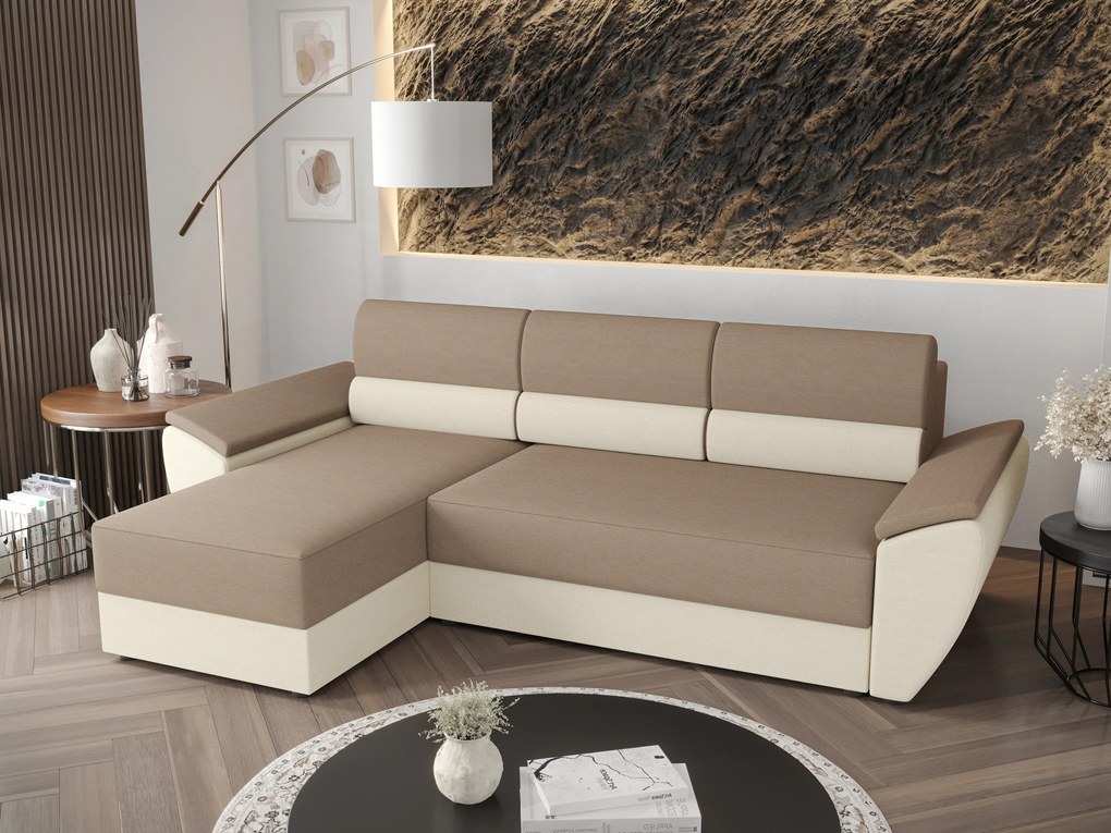 Rohová sedacia súprava Radiant L2 (béžová + krémová) (L). Akcia -20%. Vlastná spoľahlivá doprava až k Vám domov. 1062222