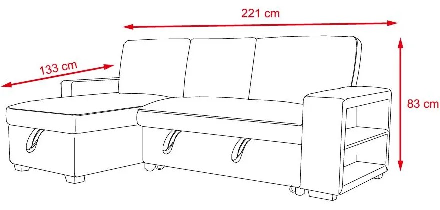 Univerzálna rohová rozkladacia sedacia súprava Catini PORTIVA s úložným priestorom a USB sivá