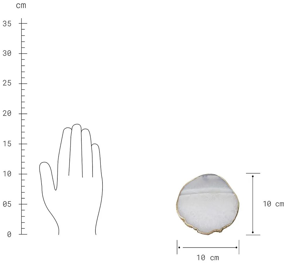 CRYSTAL Podtácok z drahých kameňov 10 cm - biela