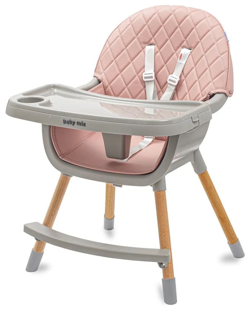 Jedálenská stolička Baby Mix Freja wooden dusty pink