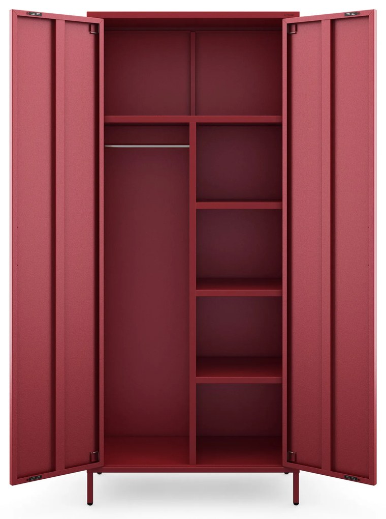 Šatníková skriňa FLAVIO, 800 x 1850 x 450 mm, Modern: červený farba