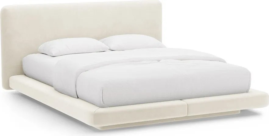 Slonovinová čalúnená dvojlôžková posteľ 200x200 cm Linea – Micadoni