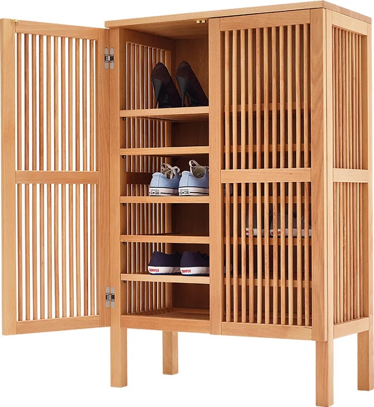 Drevený botník na topánky BOB, 80x40x123 cm Čerešňa