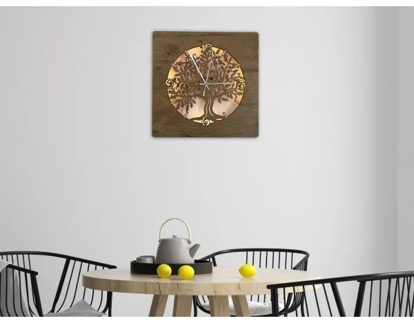 Li-Go 5652/DUB2 - Stmievateľné LED hodiny LED/10W/5V 20000 mAh 42x42 cm dub+ DO