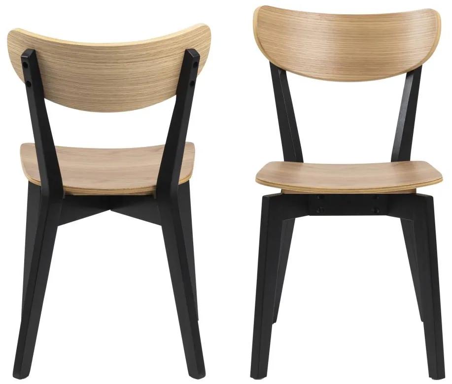 Dizajnová jedálenská stolička Nieves, čierna a prírodná