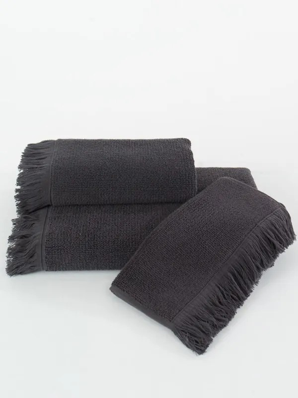 Soft Cotton Malý uterák FRINGE 32x50 cm Čierna antracit