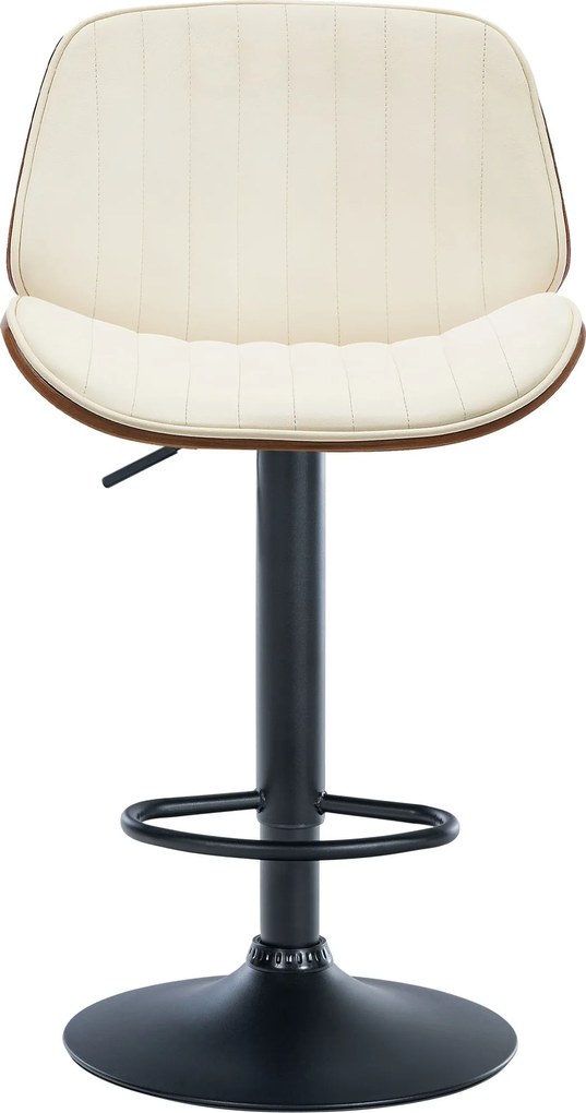 Barová stolička Nova - koženka, čierny rám - Orech / Krémová