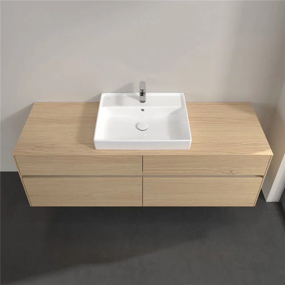 VILLEROY &amp; BOCH Collaro závesná skrinka pod umývadlo na dosku (umývadlo v strede), 4 zásuvky, 1600 x 500 x 548 mm, Nordic Oak, C02500VJ