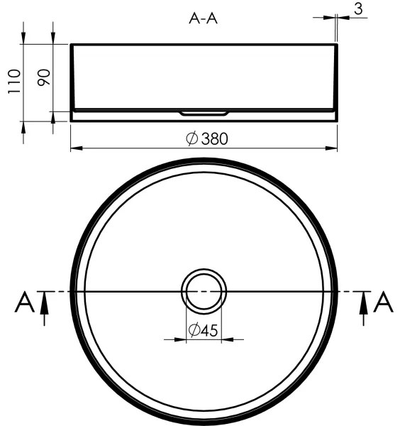 Sapho - Umývadlo na dosku AURUM pr. 38 cm, brúsená nerezová oceľ