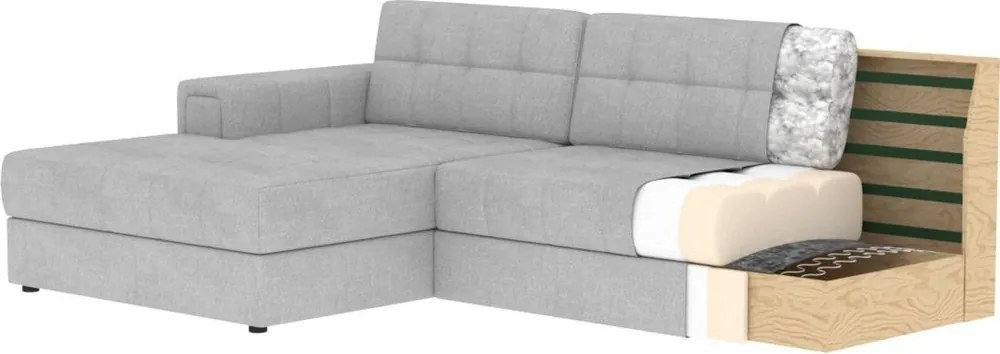 Sivá zamatová rozkladacia rohová pohovka (ľavý roh/s leňoškou) Blezalt – ELTAP