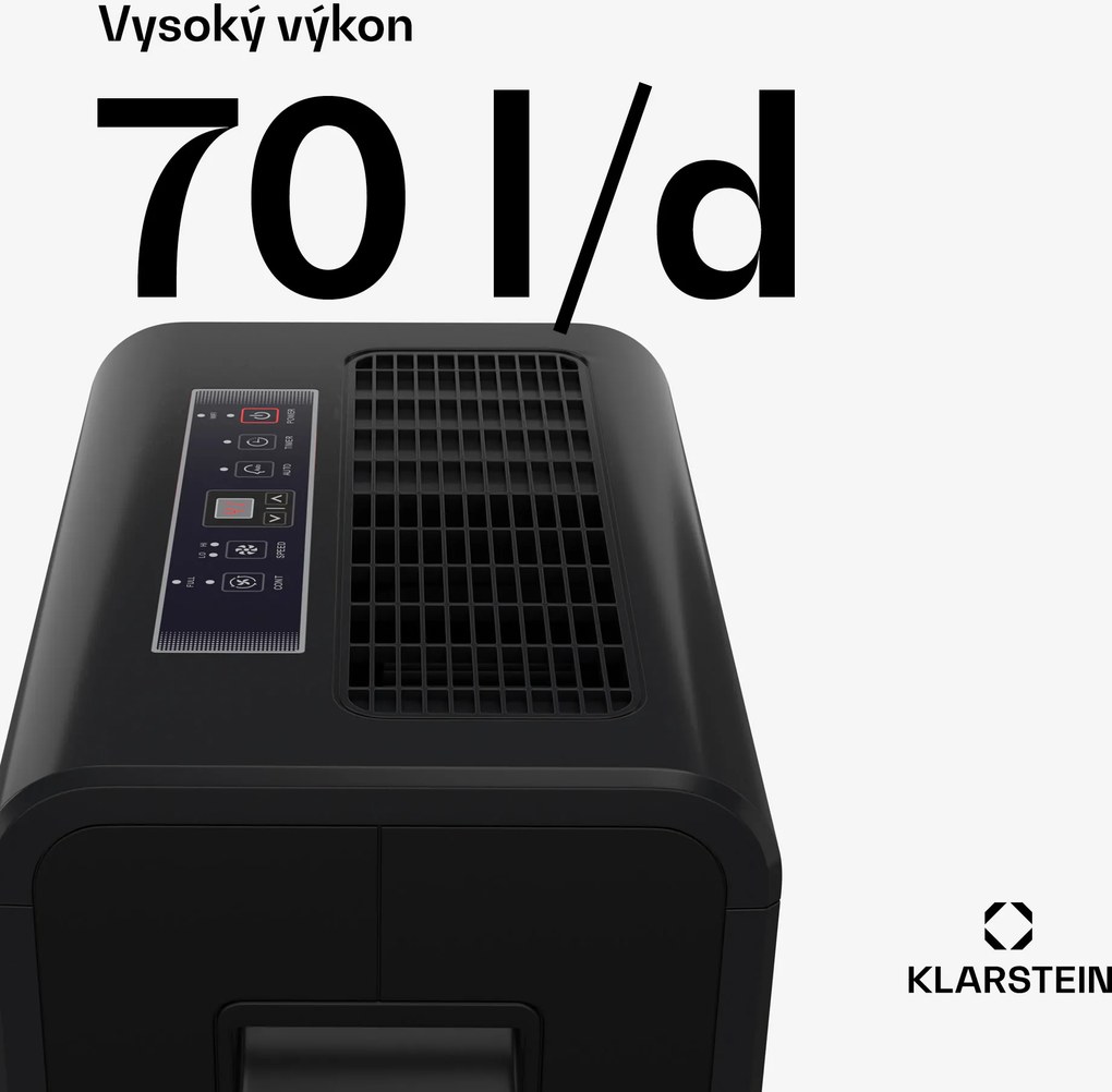 Klarstein DryFy Connect 70 odvlhčovač vzduchu, 70 l / deň, do 140 m², WiFi, ovládanie pomocou aplikácie, 8 L nádrž na vodu