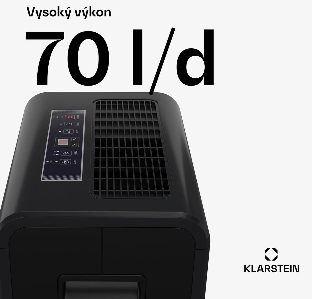 Klarstein DryFy Connect 70 odvlhčovač vzduchu, 70 l / deň, do 90 m², WiFi, ovládanie pomocou aplikácie, 8 L nádrž na vodu